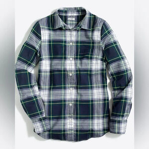 J. Crew Women’s Blue Green Lightweight Plaid Button Up Long Sleeve Shirt SMALL